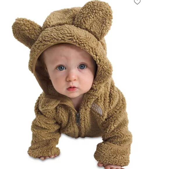 North Face NWOT 0-3M Unisex Baby Campshire Full Zip Hoodie - Baby Tan Teddy bear - Picture 1 of 6